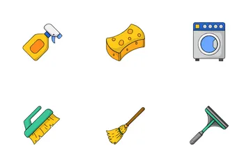 Various House Cleaning Tools Icon Pack