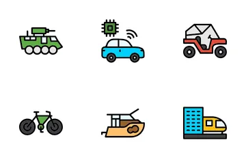 Vehicles And Transportation Icon Pack