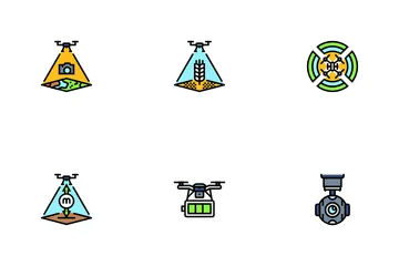 Vehículo aéreo no tripulado (UAV) Paquete de Iconos