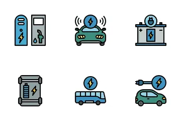 Vehículo eléctrico Paquete de Iconos