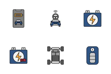 Vehículo eléctrico Paquete de Iconos