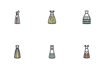Vestido de novia novia mujer Paquete de Iconos