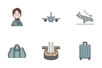 Viajar por avión Paquete de Iconos