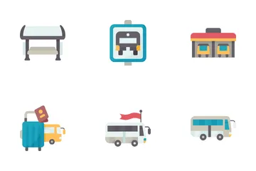 Viajar en autobus Paquete de Iconos