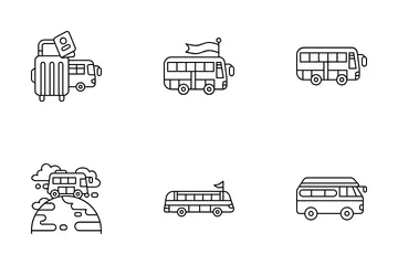 Viajar en autobus Paquete de Iconos