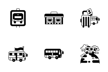 Viajar en autobus Paquete de Iconos