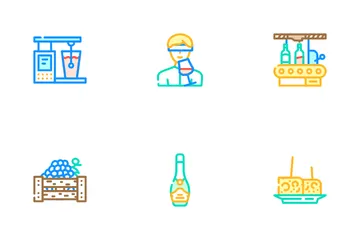 Vineyard Production Alcohol Drink Icon Pack