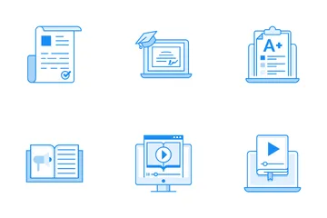 Virtuelle Bildung, E-Learning und Online-Lernen Icon Pack