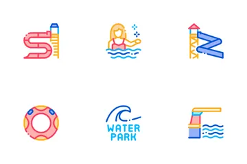 Wasserpark-Attraktion Symbolpack