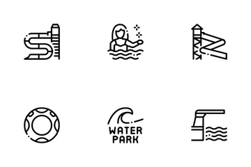 Wasserpark-Attraktion Symbolpack