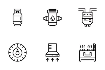 Water Boiler Thermostat And Electric Gas Solar Heaters Icon Pack
