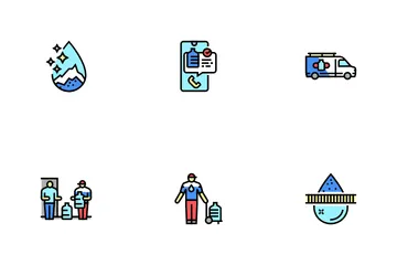 Water Delivery Service Business Icon Pack