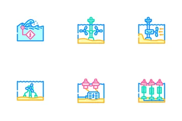 Wave Energy Plant Power Icon Pack