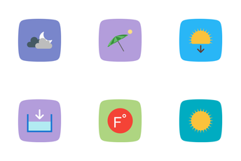Weather Flat Curve BG Icon Pack