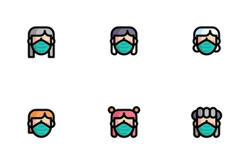 Weibliche Gesichtsmaske Icon Pack