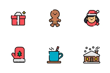 Weihnachten, gefüllt, umriss Symbolpack