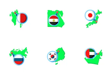 Weltkarte – Region Asien Symbolpack