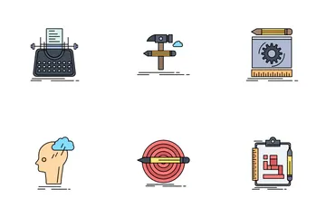 Werbepromotion und kreativer Prozess Symbolpack