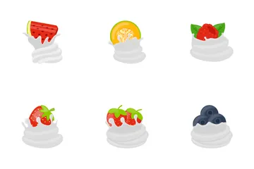 Whipped Cream Fruit Icon Pack