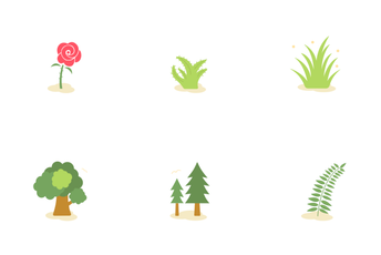 Wild Plant And Flower Flat Icon Pack