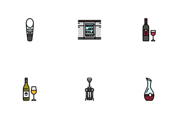 Wine Glass Alcohol Red Bottle Icon Pack