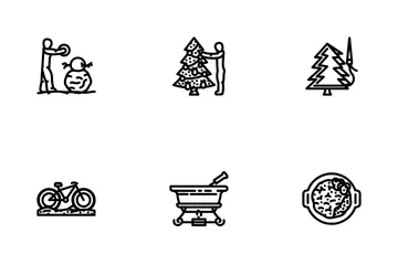 Winter Spend Time Snow Skiing Icon Pack