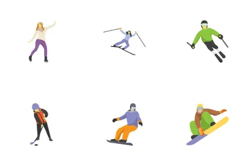 Winter Sport Activity Characters Icon Pack