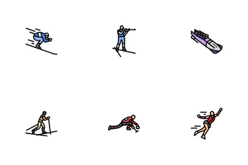Winter Sport Ski Snow Jump Icon Pack