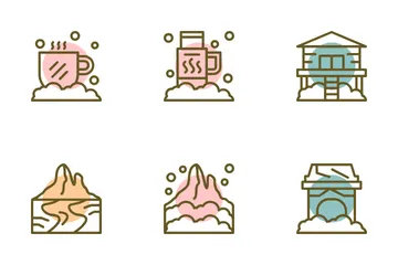 Winter Things Line Multi Circle Icon Pack