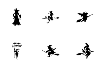 Witch Silhouette For Halloween Icon Pack