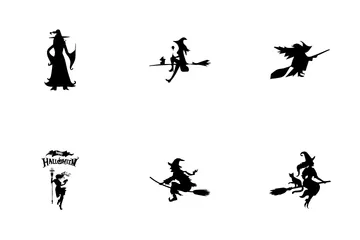 Witch Silhouette For Halloween Icon Pack