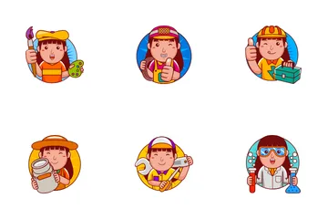 Woman Worker Character Icon Pack