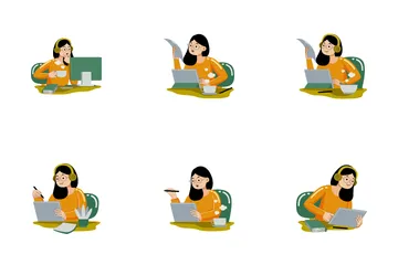 Woman Working Icon Pack