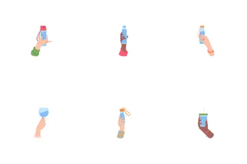 Women's Hands Holding Different Glasses With Beverages Icon Pack