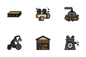 Wood And Paper Industry Icon Pack