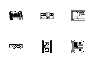Wood Frame House Construction Icon Pack