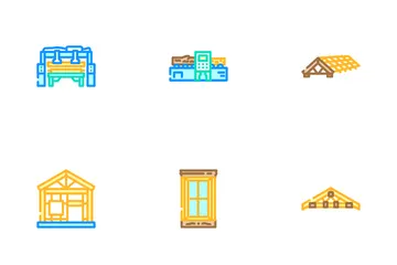 Wood Frame House Construction Icon Pack