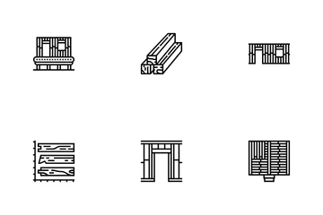 Wood Frame House Construction Icon Pack
