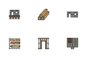 Wood Frame House Construction Icon Pack