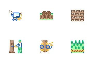 Wood Logging Industry Icon Pack