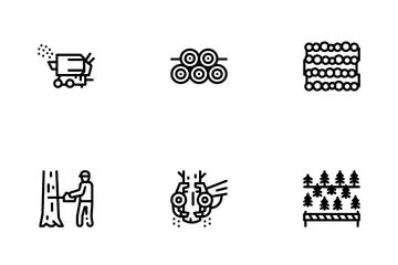 Wood Logging Industry Icon Pack