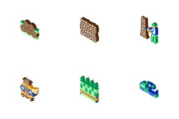 Wood Logging Industry Icon Pack