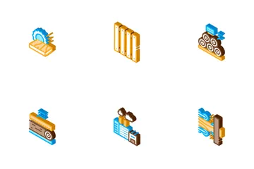Wood Production Plant Icon Pack