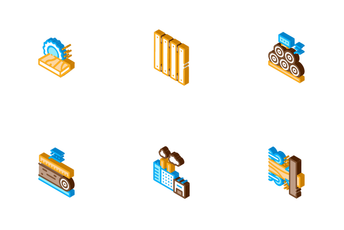 Wood Production Plant Icon Pack