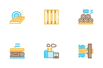 Wood Production Plant Icon Pack