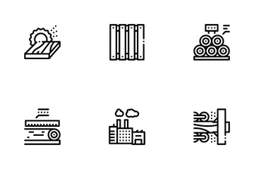 Wood Production Plant Icon Pack