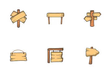 Wooden Signboard Icon Pack
