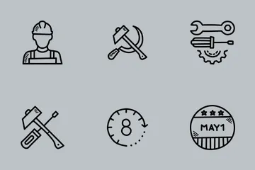 Workers Day Doodles Icon Pack