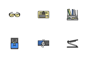 Workplace Accessories And Tools Icon Pack