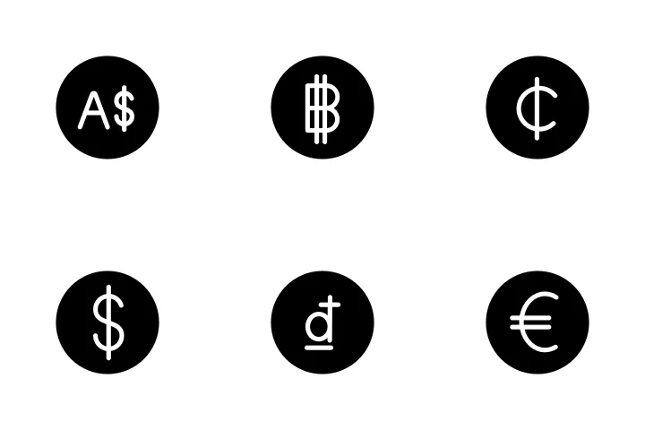 World Currency Icon Pack - 20 Line Business Icons | SVG, PNG, ICO Available